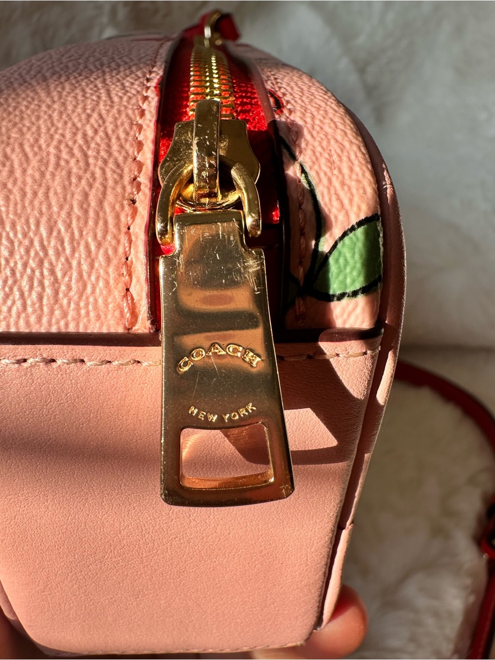 Coach Pink Cherry Crossbody Phone Pouch with Red Strap - Picture 9 of 11